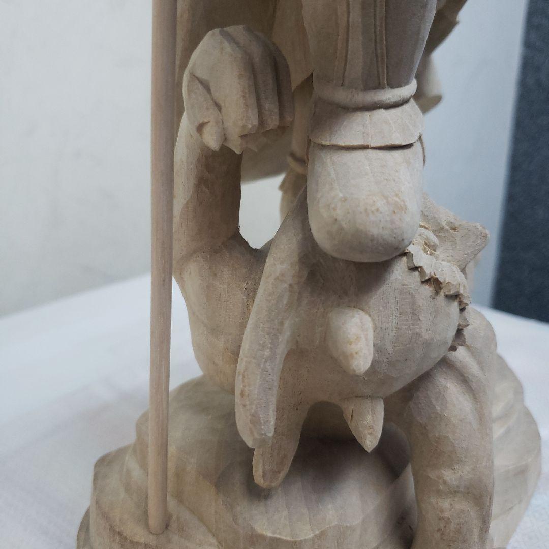 Bフライデー蔵出し特価魔除け金運上げ仏像☆楠材毘沙門天立像1尺立