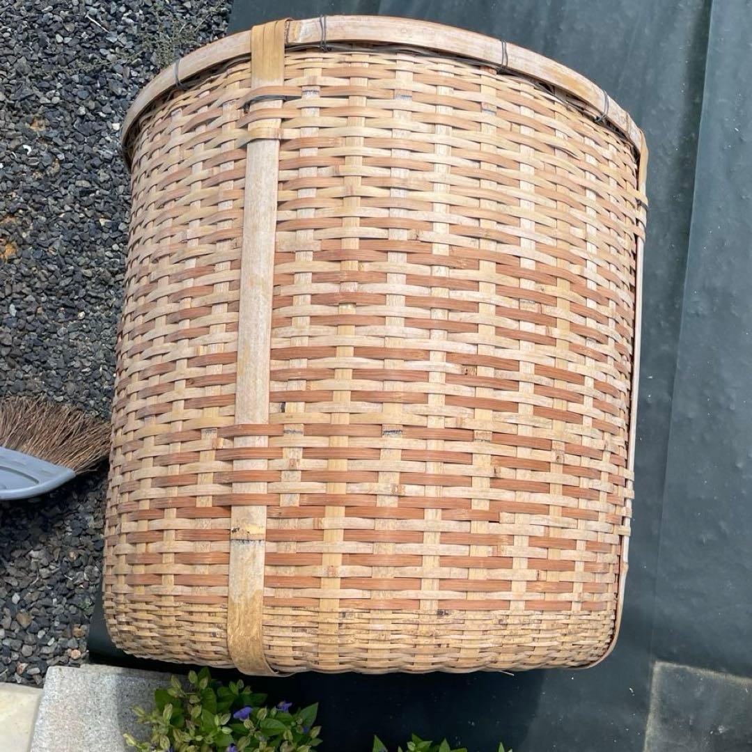 大きい竹籠　高さ56cm 直径58.5cm
