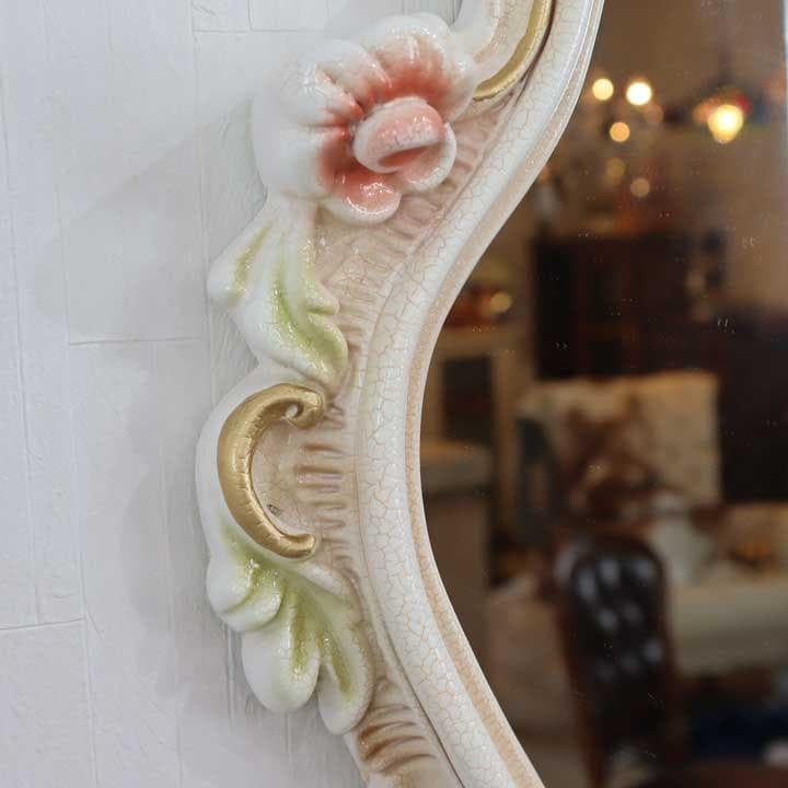 ロココ調 壁掛けミラーS 鏡 完成品 猫脚 姫家具