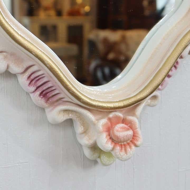 ロココ調 壁掛けミラーS 鏡 完成品 猫脚 姫家具