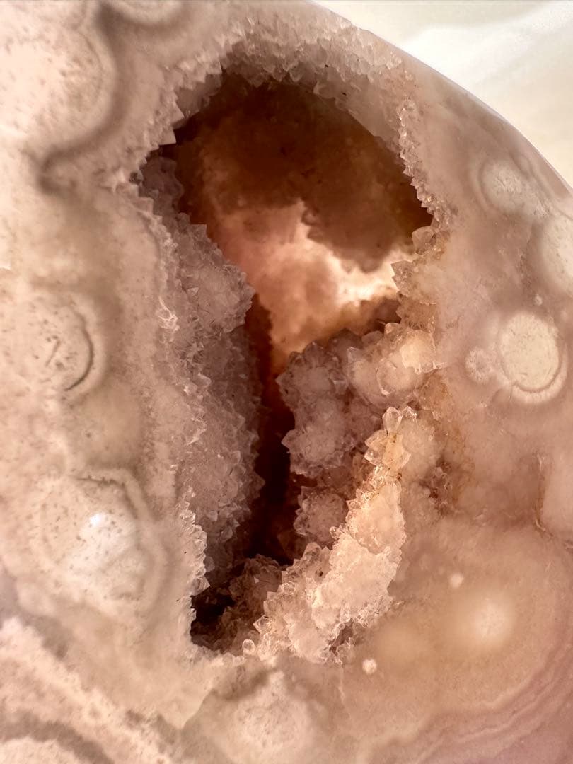 特価　ピンクアメジスト　フラワーアメジスト　丸玉模様　ジオード　フリーフォーム