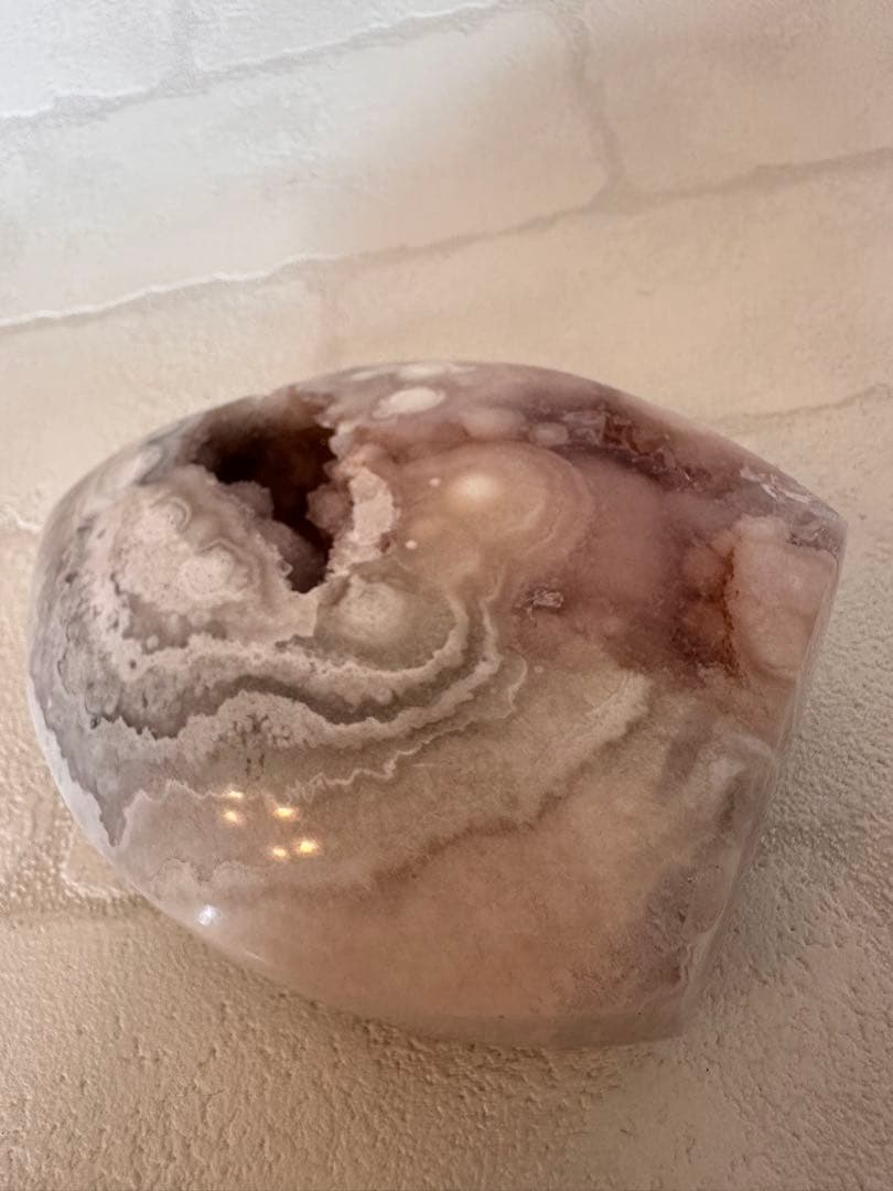 特価　ピンクアメジスト　フラワーアメジスト　丸玉模様　ジオード　フリーフォーム