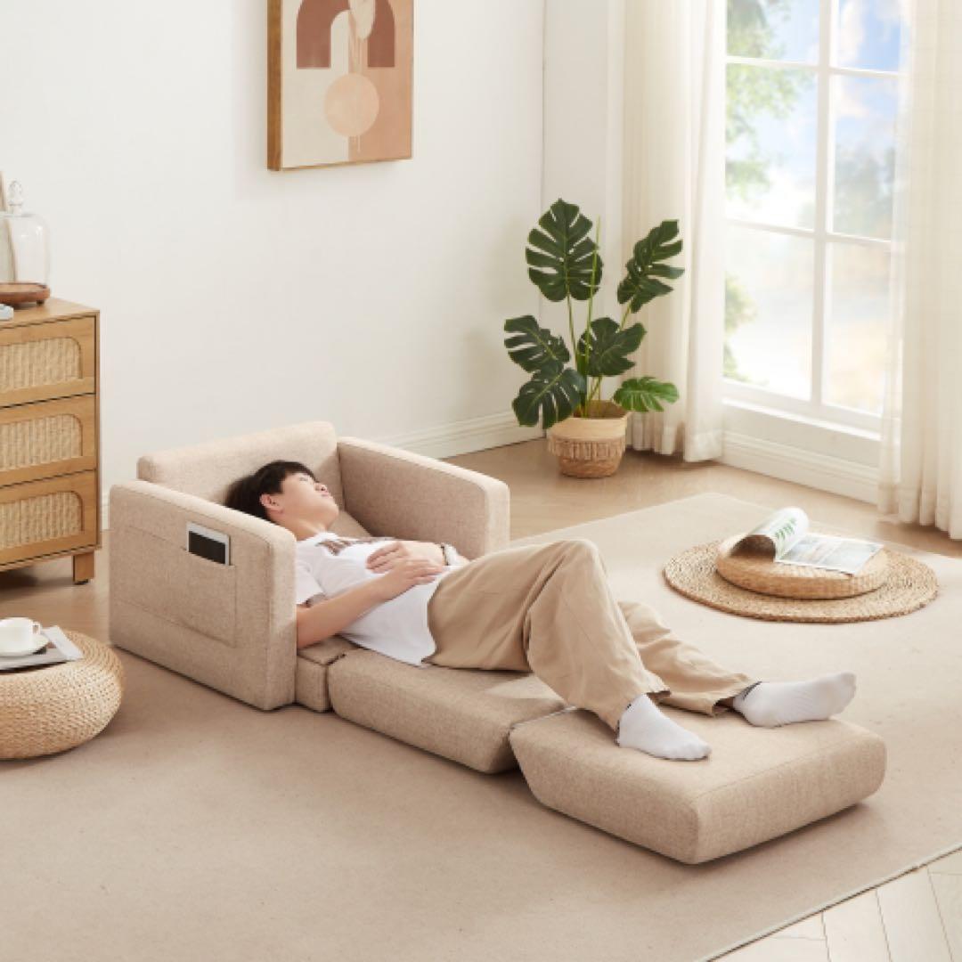 【シングル】ソファーベッド 折りたたみベッド ローソファー