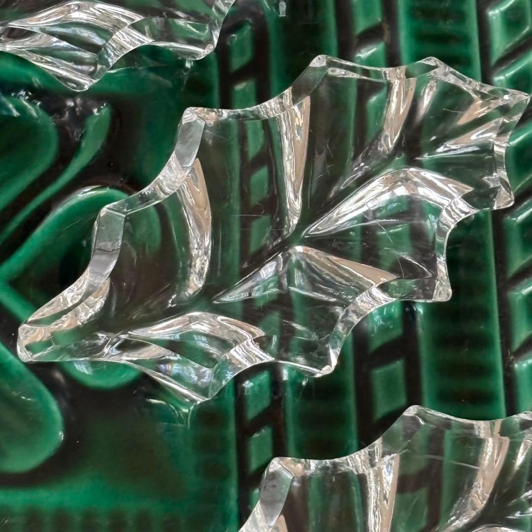 フランスアンティーク クリスタル カトラリーレスト ヒイラギ 5個セット