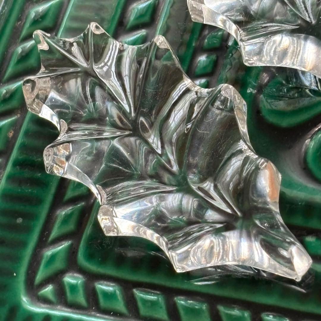 フランスアンティーク クリスタル カトラリーレスト ヒイラギ 5個セット