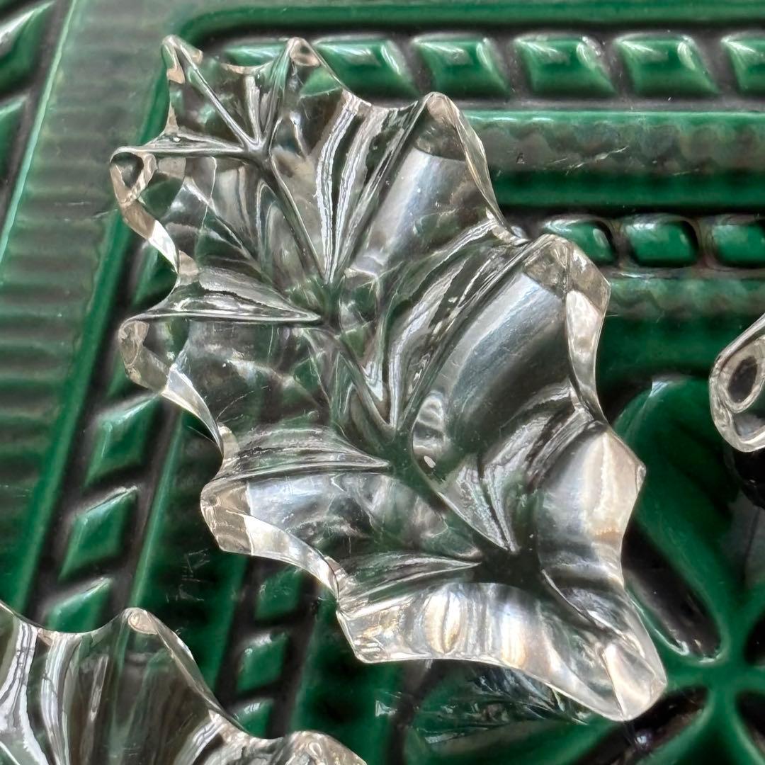 フランスアンティーク クリスタル カトラリーレスト ヒイラギ 5個セット