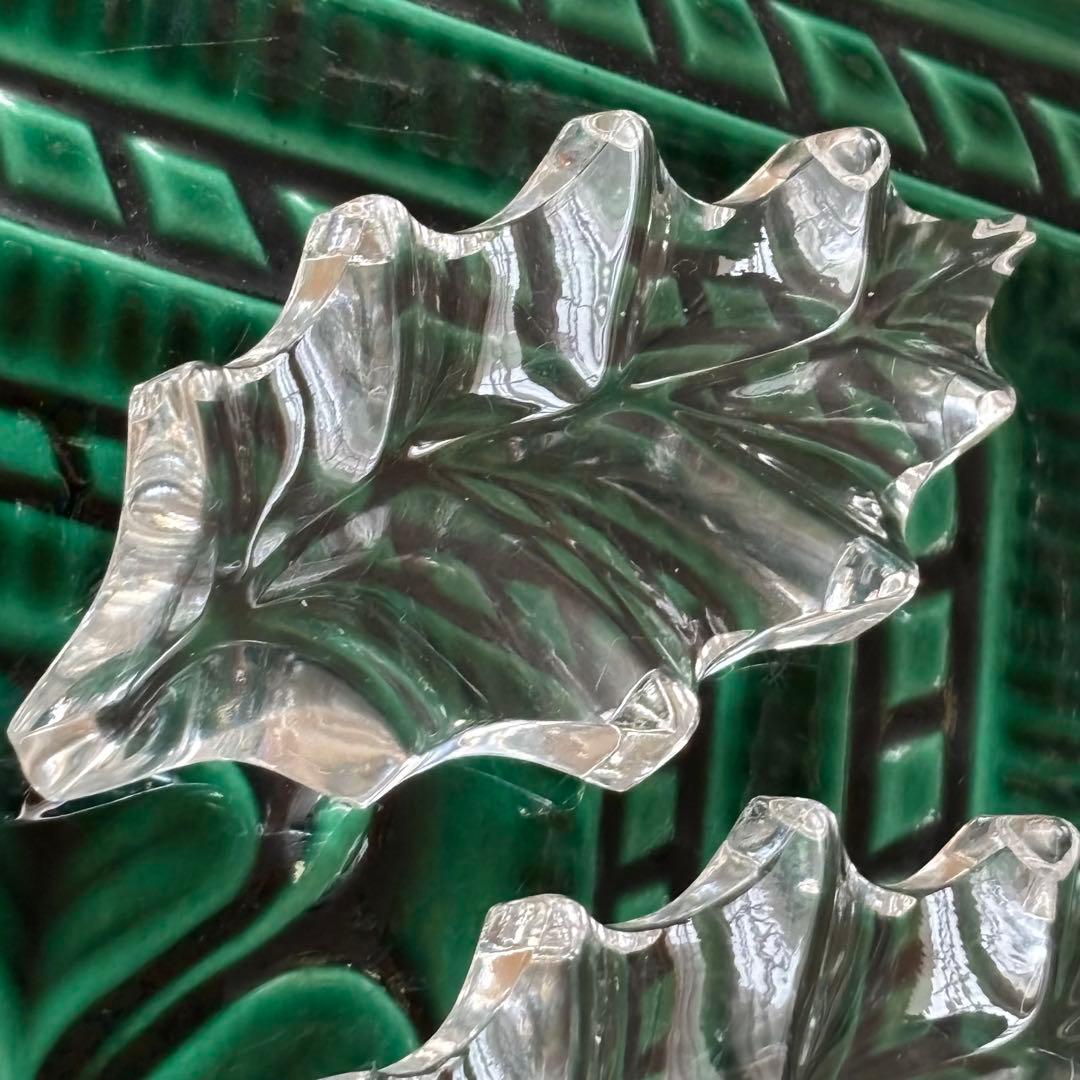 フランスアンティーク クリスタル カトラリーレスト ヒイラギ 5個セット