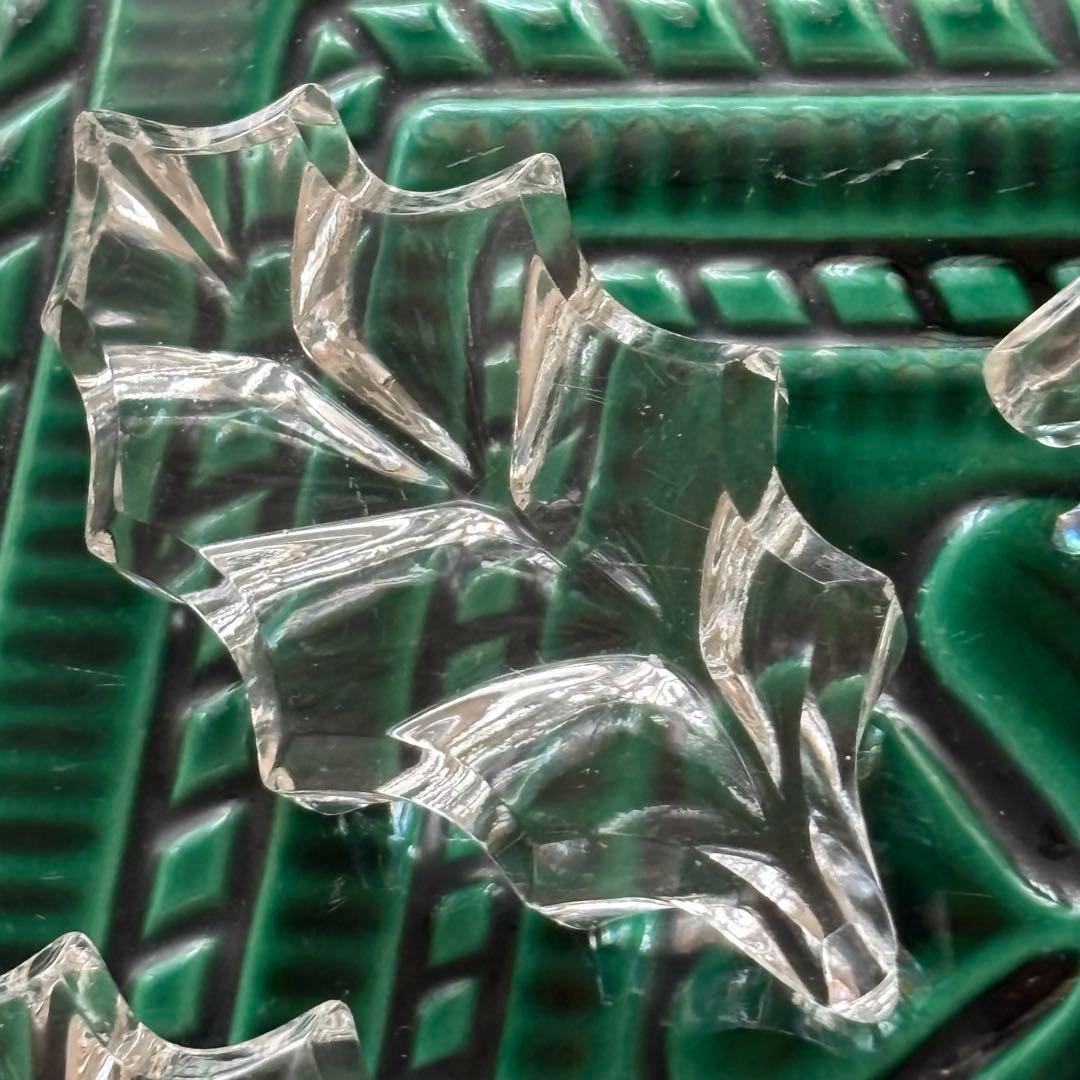 フランスアンティーク クリスタル カトラリーレスト ヒイラギ 5個セット