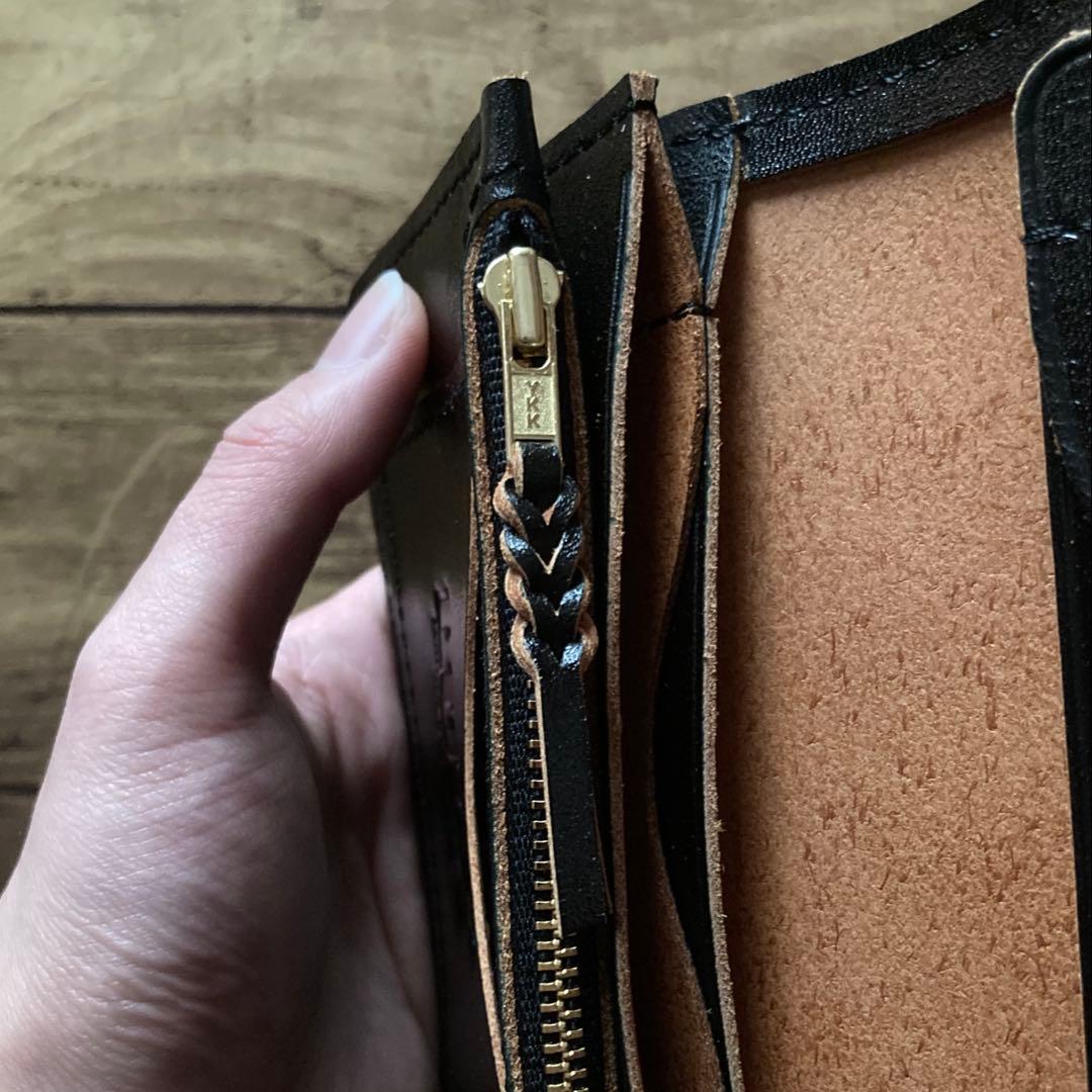 【tt様ご確認用】ミドルトラッカーウォレット 茶芯ブラック【お札を折らずに収納】