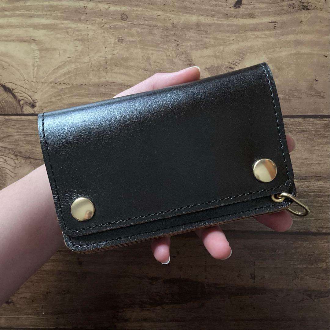 【tt様ご確認用】ミドルトラッカーウォレット 茶芯ブラック【お札を折らずに収納】