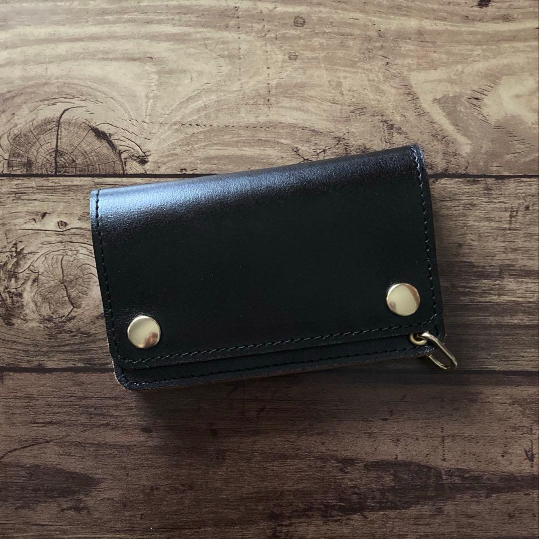 【tt様ご確認用】ミドルトラッカーウォレット 茶芯ブラック【お札を折らずに収納】