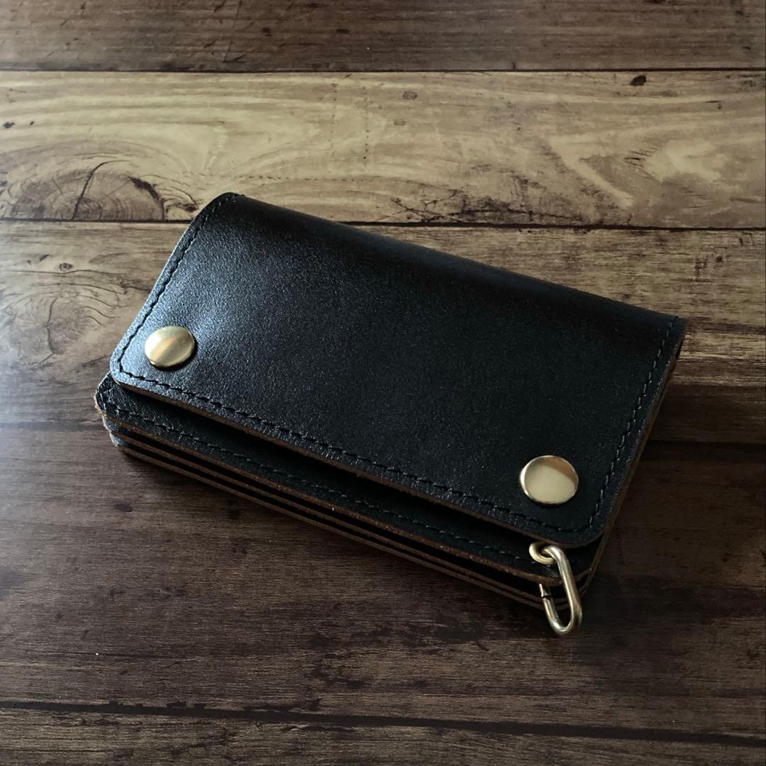 【tt様ご確認用】ミドルトラッカーウォレット 茶芯ブラック【お札を折らずに収納】