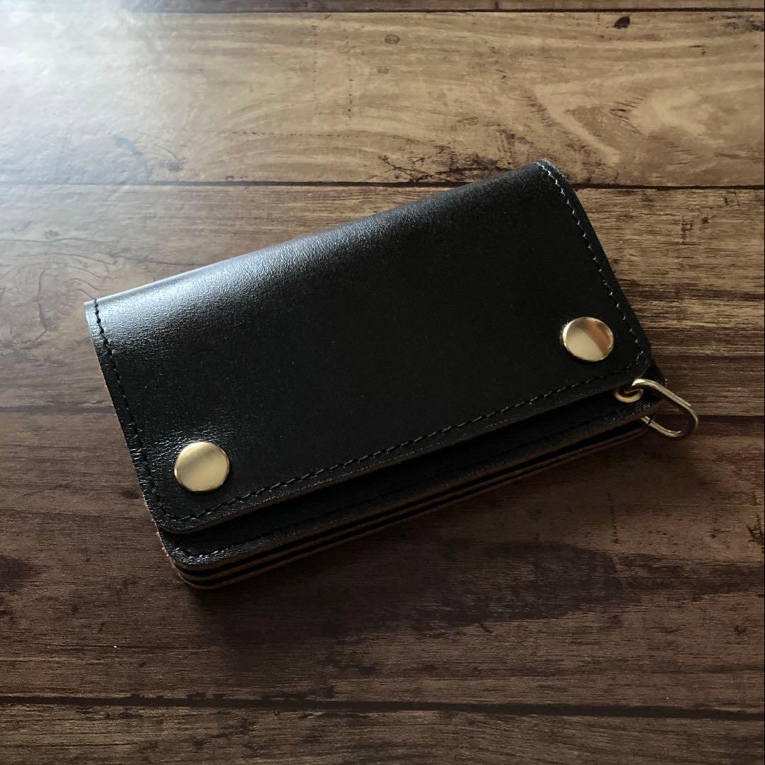 【tt様ご確認用】ミドルトラッカーウォレット 茶芯ブラック【お札を折らずに収納】