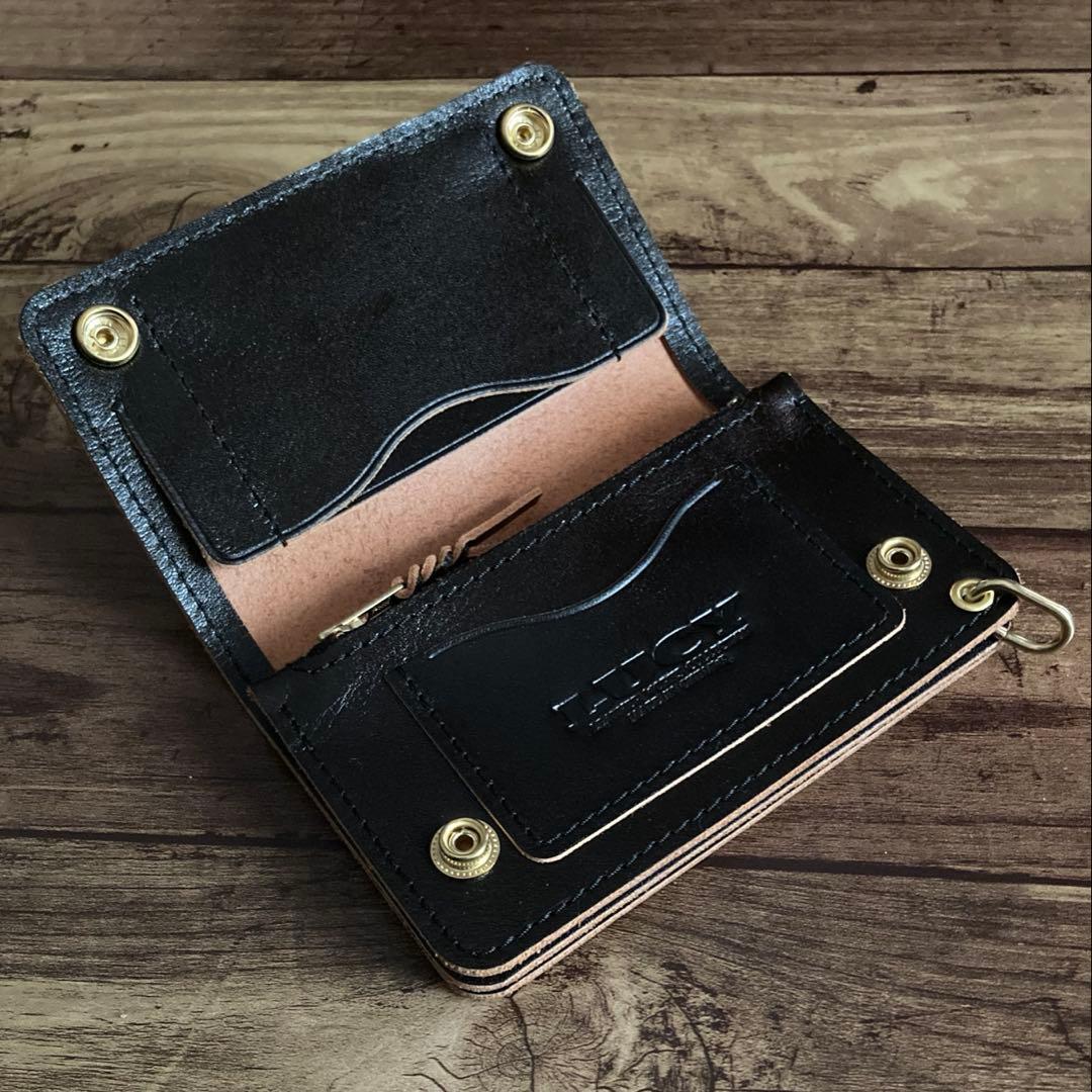 【tt様ご確認用】ミドルトラッカーウォレット 茶芯ブラック【お札を折らずに収納】