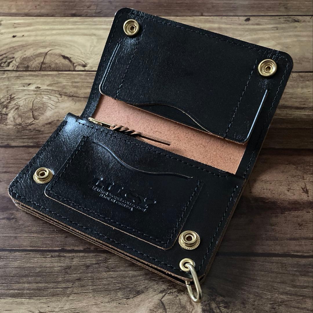 【tt様ご確認用】ミドルトラッカーウォレット 茶芯ブラック【お札を折らずに収納】