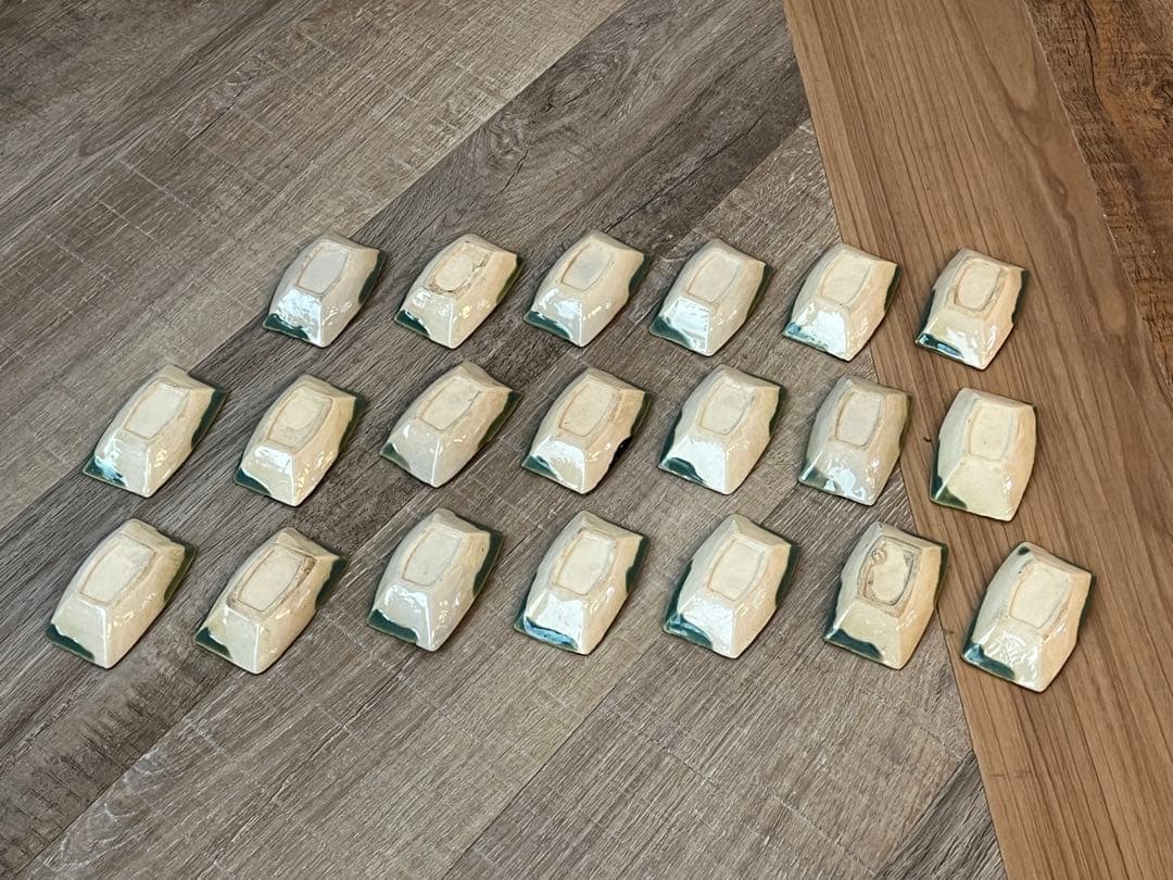 瀬戸焼　織部舟形手塩皿　20枚　7.7cm 大正～昭和初期