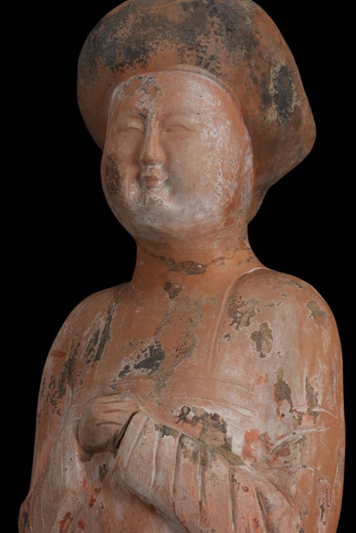 中国古玩】加彩舞妓俑 加彩婦女俑婦人 俑置物 高さ79㎝ 唐物 古美術