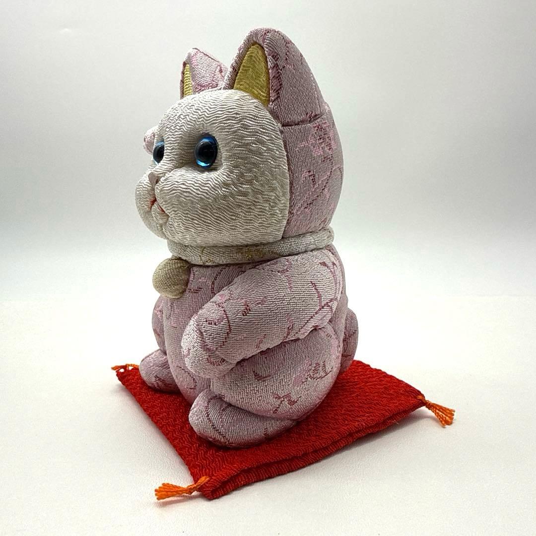 柿沼東光作 江戸木目込み人形 招き猫 (小)金襴B