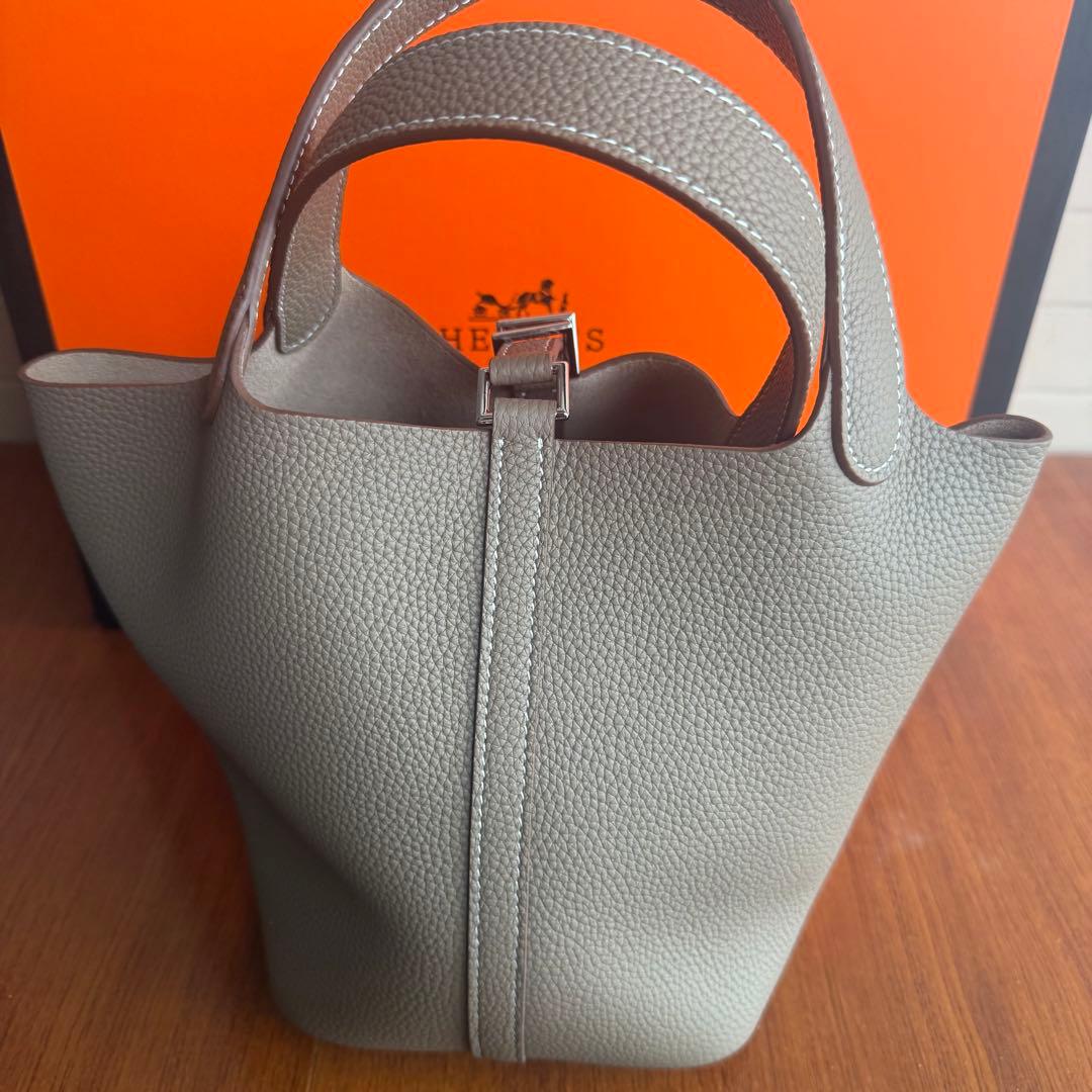 ベージュ レザートートバッグ ミニサイズ