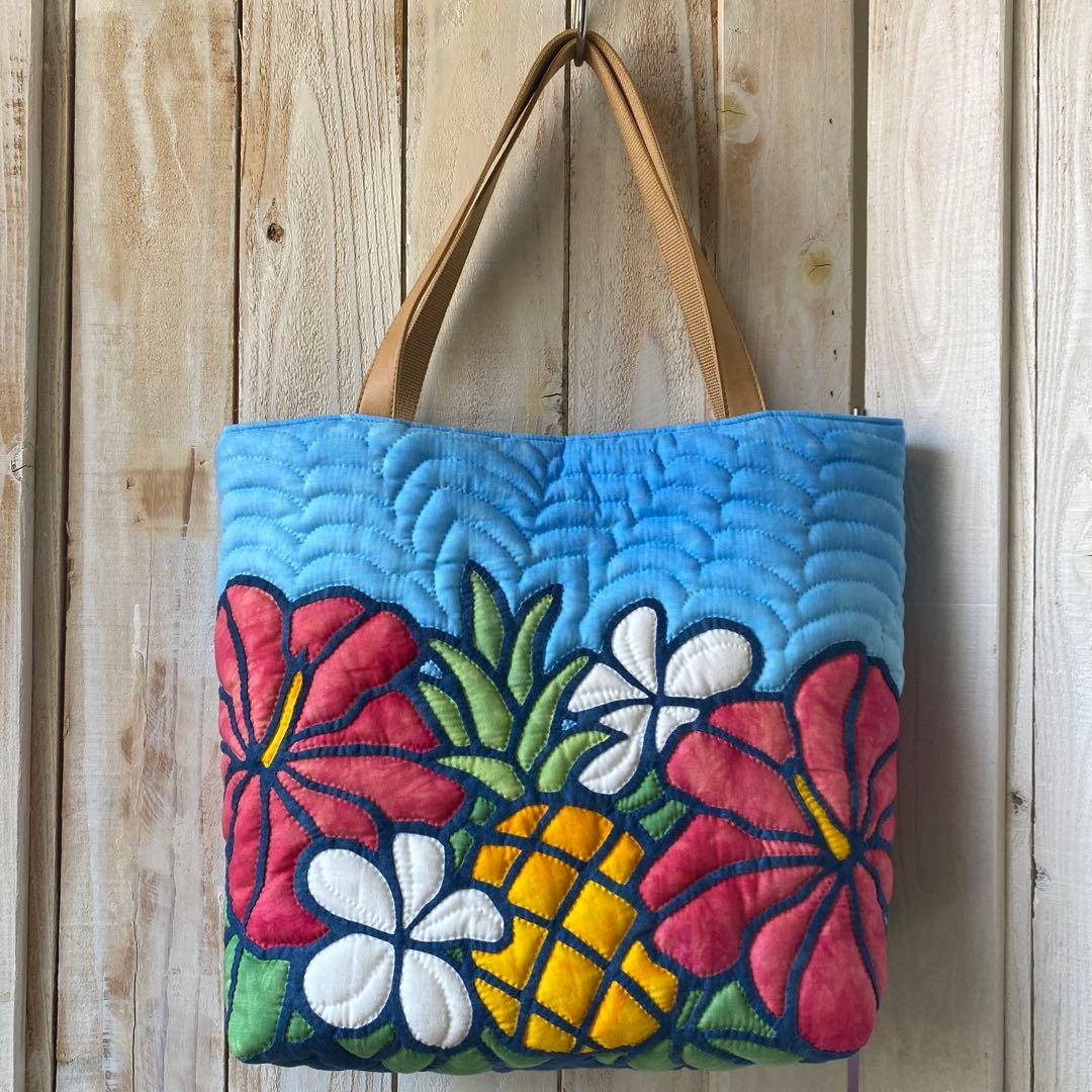 ハワイアンキルト♪ハンドメイドバッグ♪ハワイアンモチーフもりもり