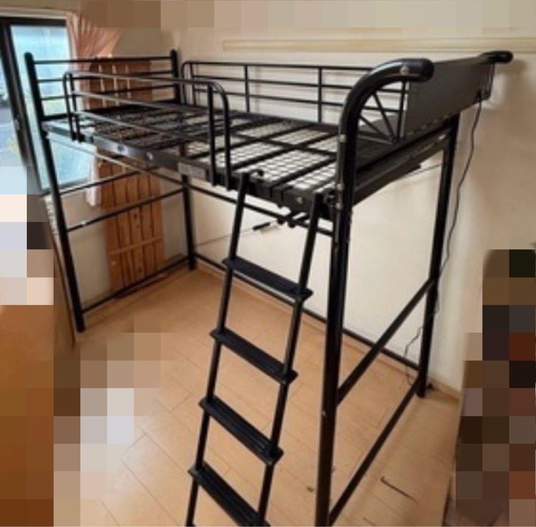 （1/24土までにお届けできます）黒宮付きロフトベッド