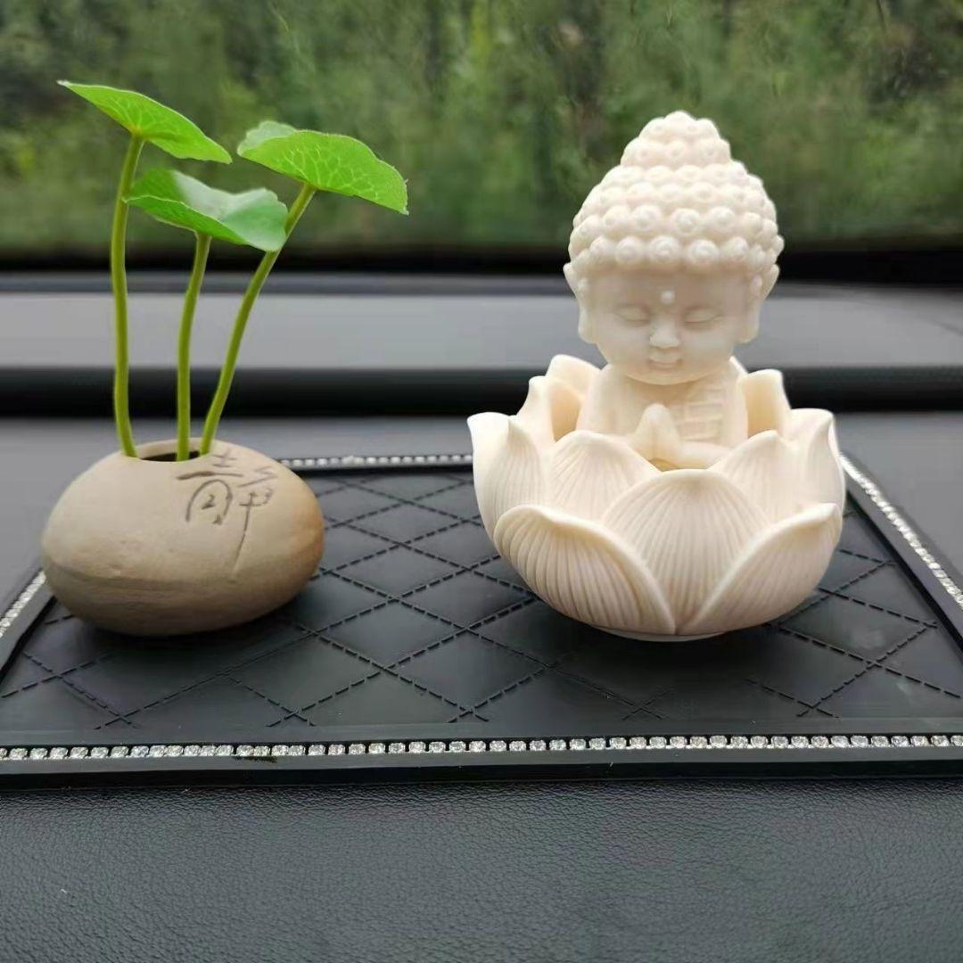 希少 蓮の花 仏像 縁起物 繊細彫刻 2点セット