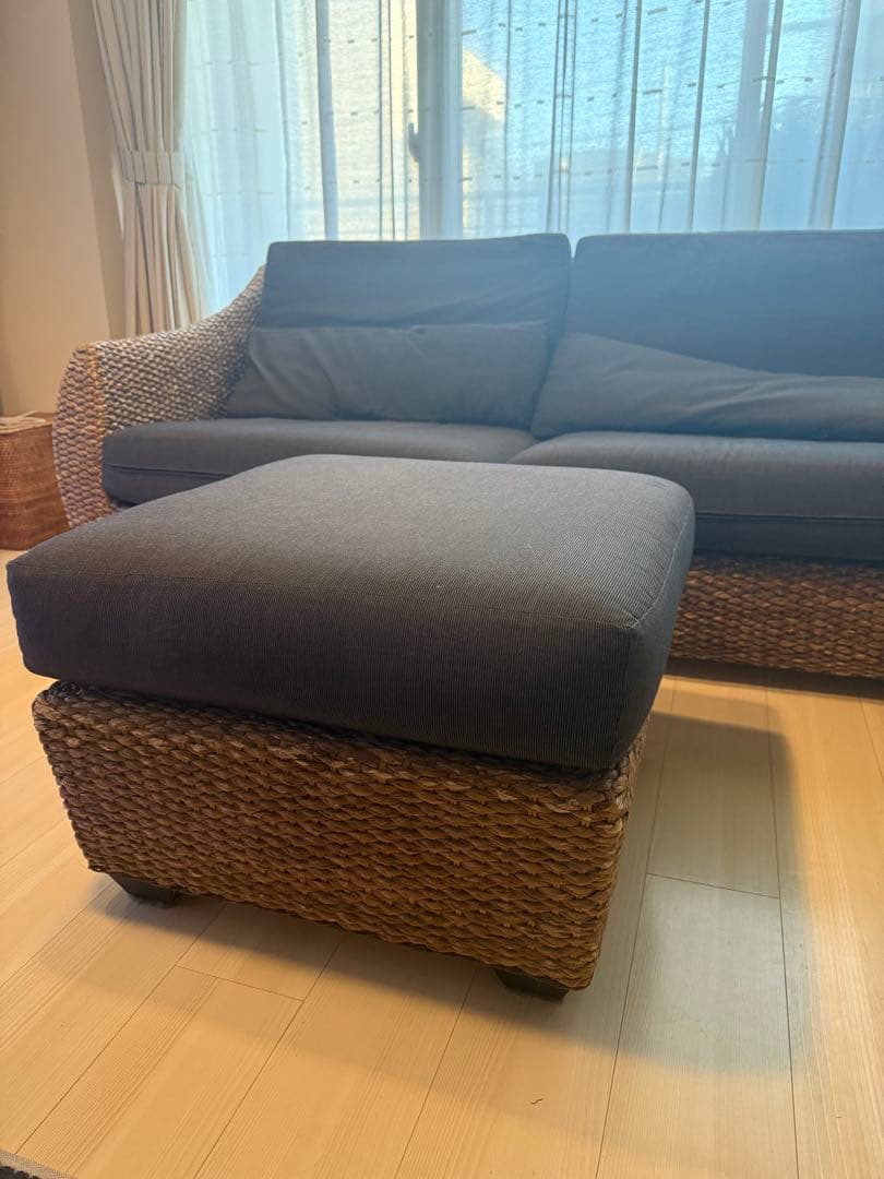 ハワイアン家具 3点セット ソファ テーブル オットマン