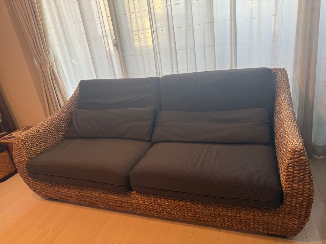 ハワイアン家具 3点セット ソファ テーブル オットマン