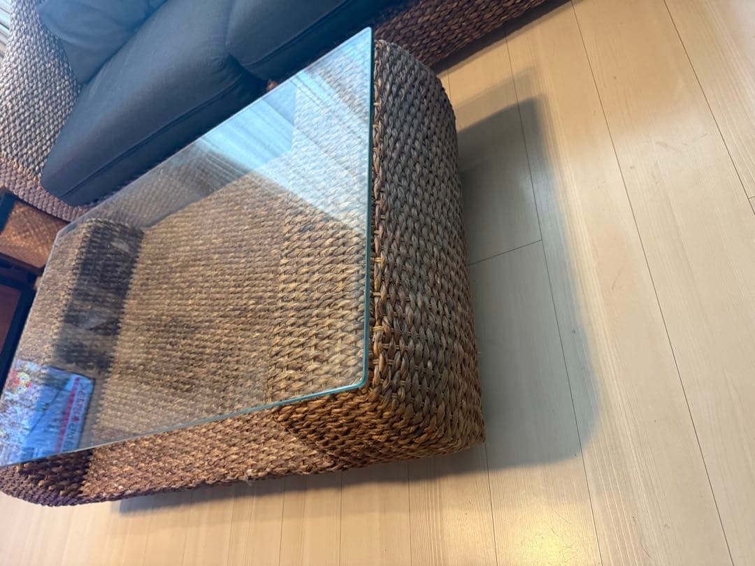 ハワイアン家具 3点セット ソファ テーブル オットマン