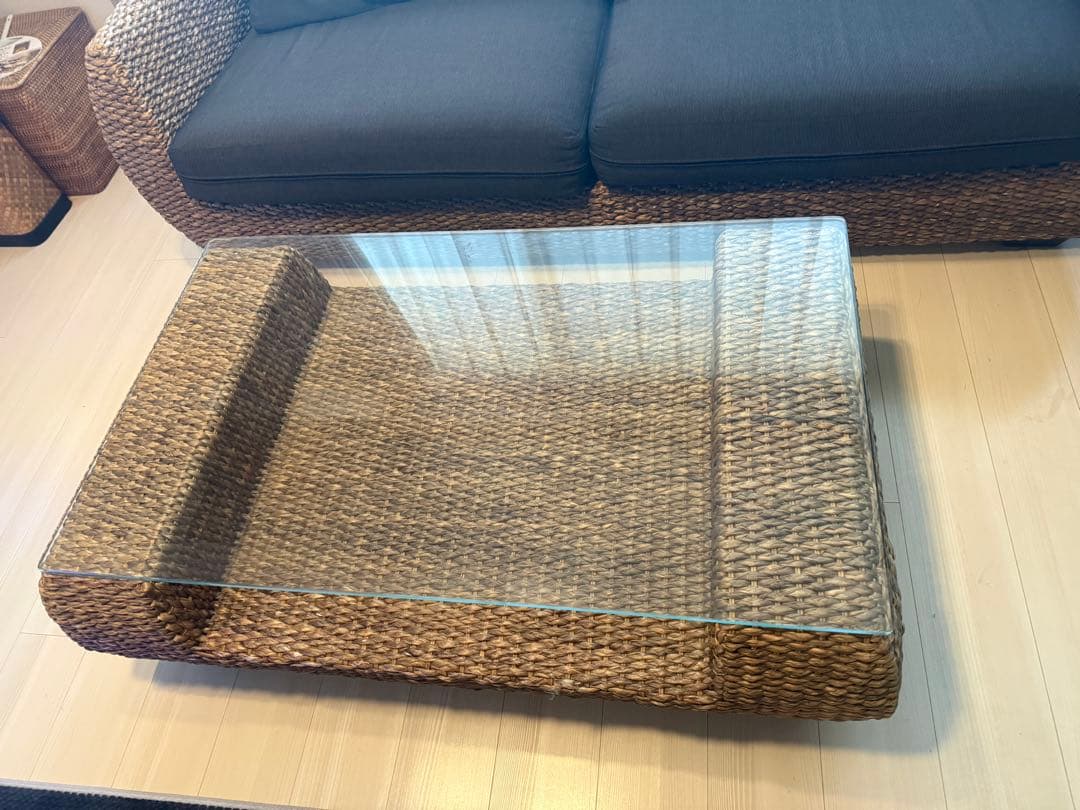 ハワイアン家具 3点セット ソファ テーブル オットマン