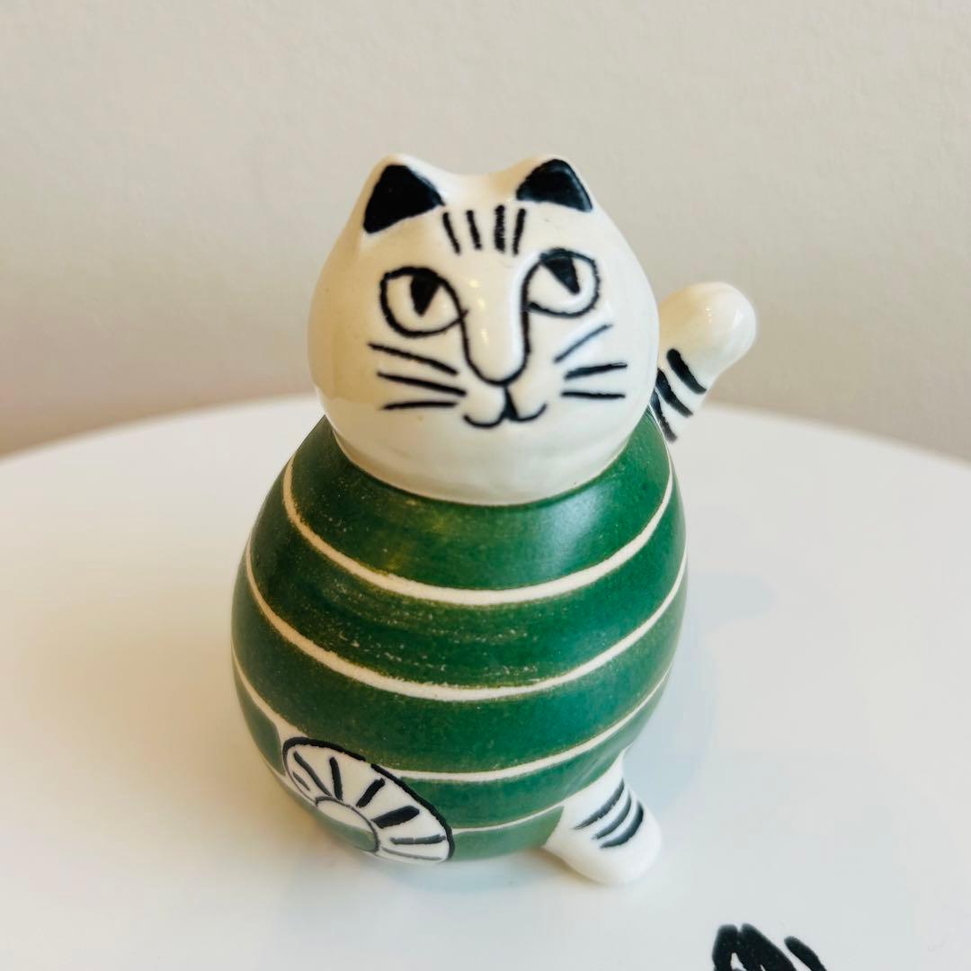 リサラーソン　スウェーデンの まねくねこ　限定グリーン　赤