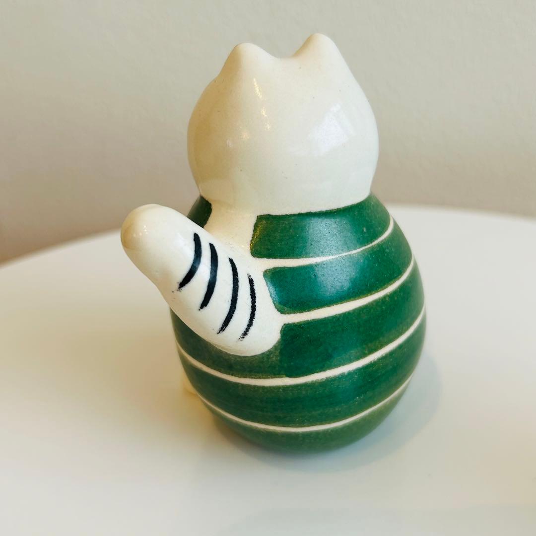 リサラーソン　スウェーデンの まねくねこ　限定グリーン　赤