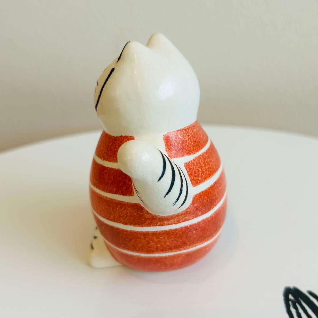 リサラーソン　スウェーデンの まねくねこ　限定グリーン　赤