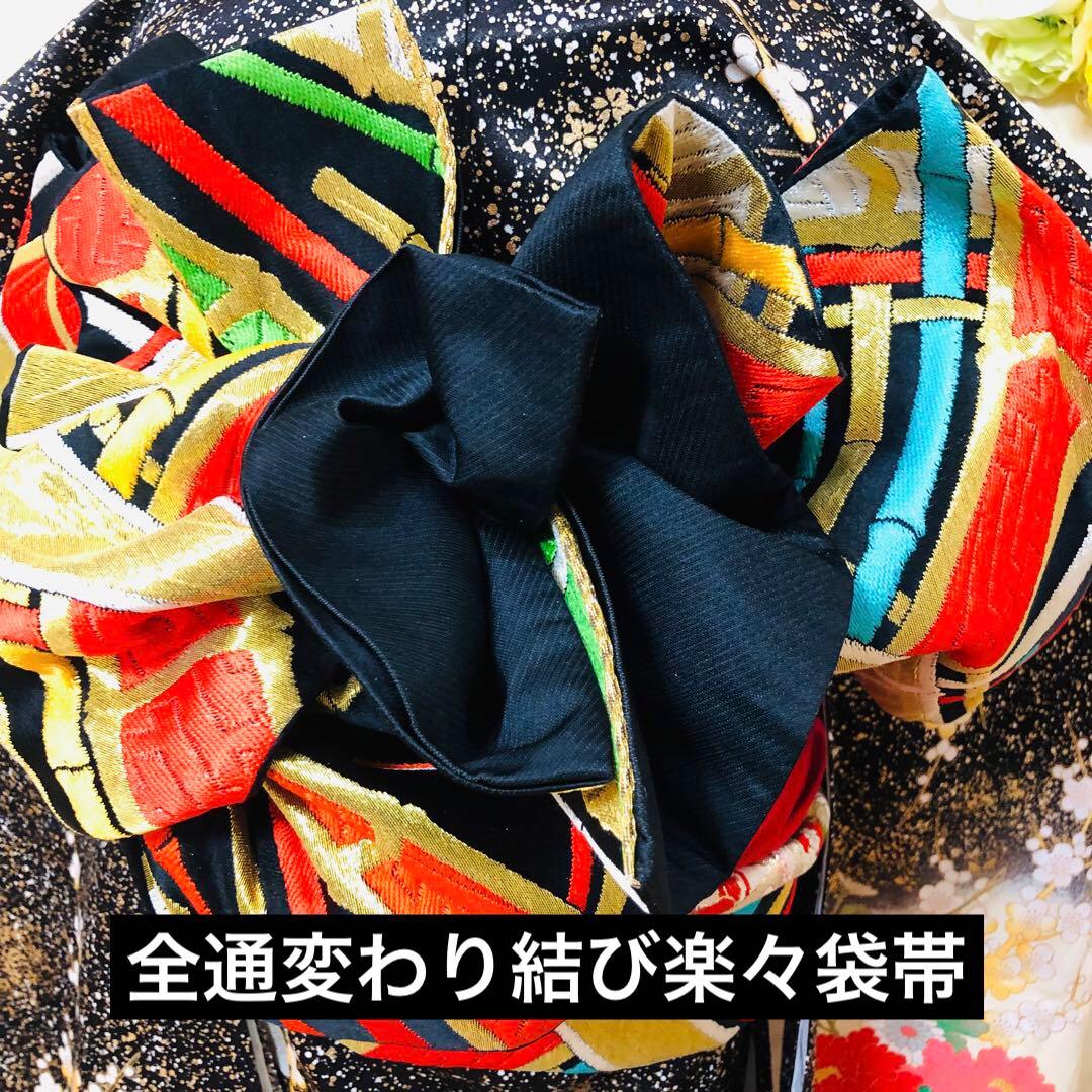 豪華7歳完全フルセット‼️豪華黒地ラメキッラキラ⭐︎花車扇金彩刺繍煌びやか見惚れる❤️
