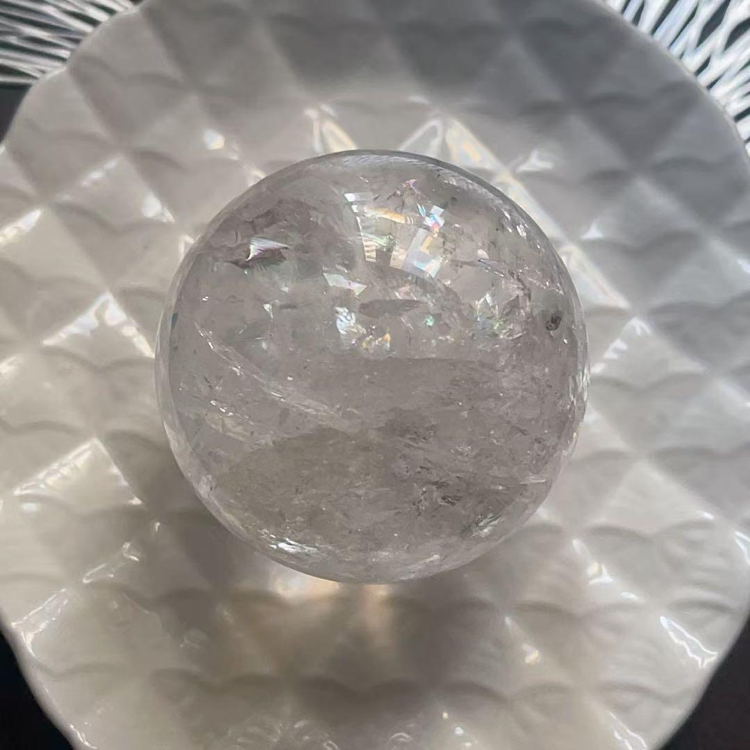 大 天然石 アイリスクォーツ スフィア 本水晶 虹水晶 レインボー 62.5mm