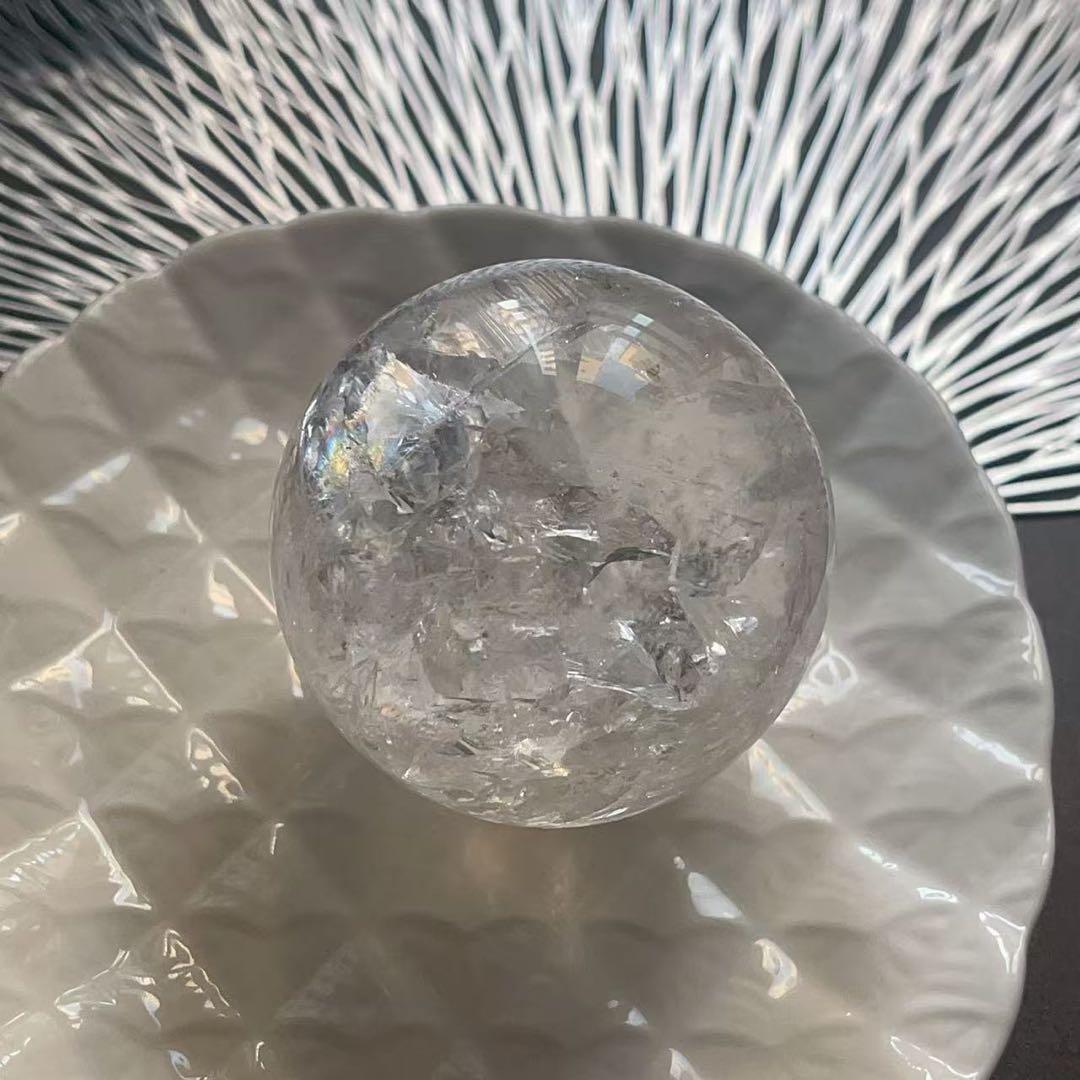 大 天然石 アイリスクォーツ スフィア 本水晶 虹水晶 レインボー 62.5mm