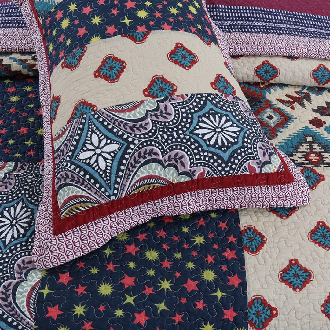 キルトベッドカバー3点セット綿マルチカバー キルティング 211