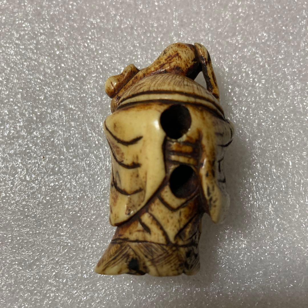 天然素材　寿老人　彫刻　根付　提げ物　置物
