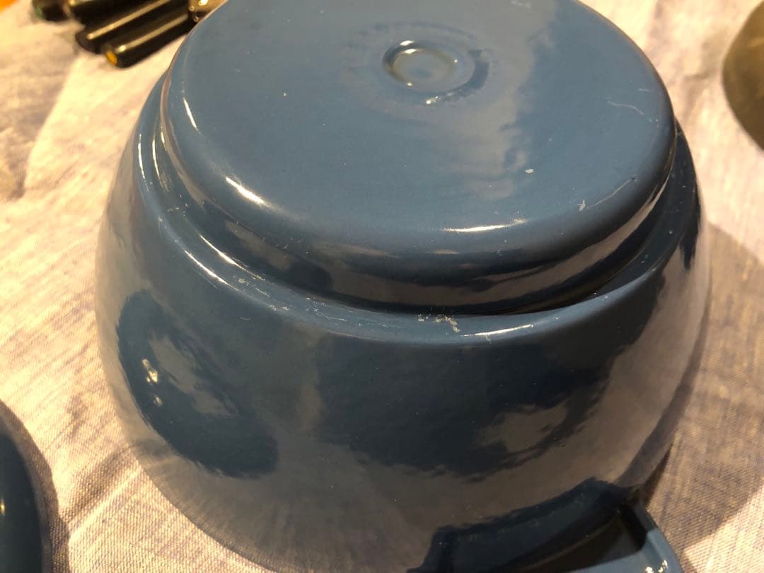 ル・クルーゼ フォンデュ・セット ブルー20cm 未使用