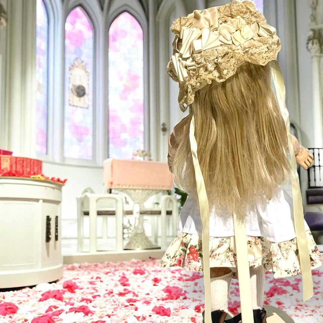 アンティーク ビスクドール ジュモー SFBJ フレンチ 白ドレス スカート