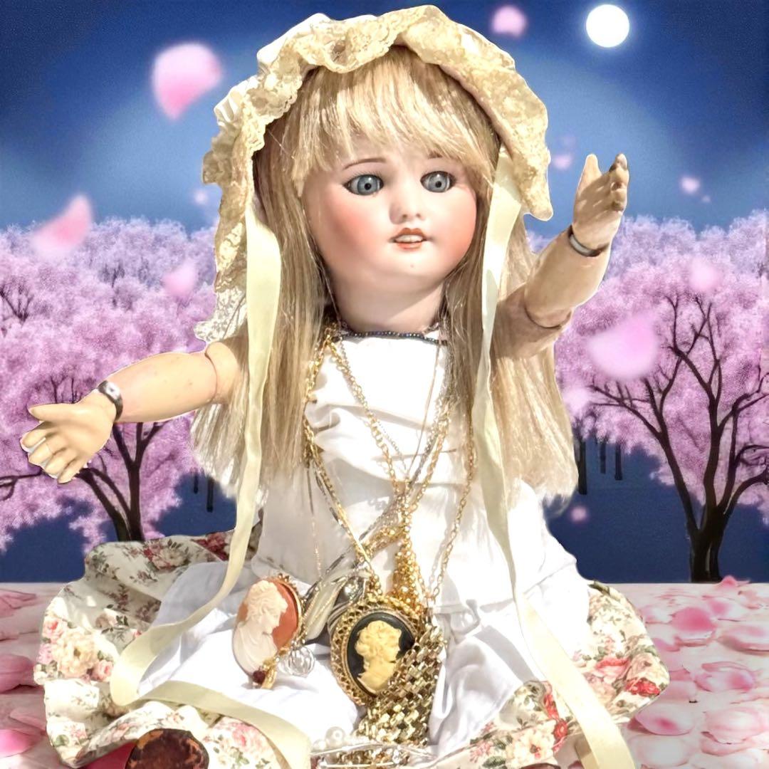 アンティーク ビスクドール ジュモー SFBJ フレンチ 白ドレス スカート