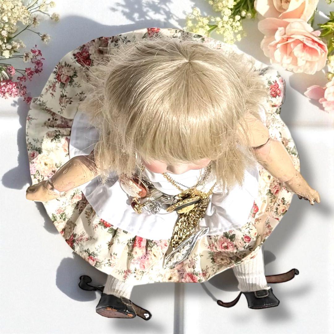 アンティーク ビスクドール ジュモー SFBJ フレンチ 白ドレス スカート