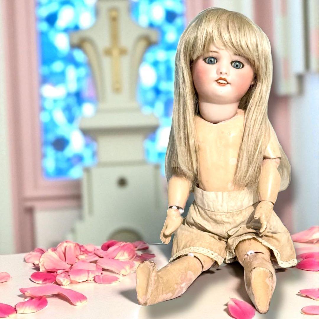 アンティーク ビスクドール ジュモー SFBJ フレンチ 白ドレス スカート