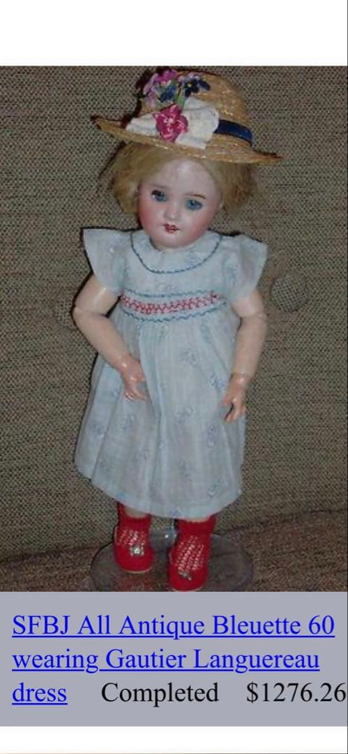 アンティーク ビスクドール ジュモー SFBJ フレンチ 白ドレス スカート