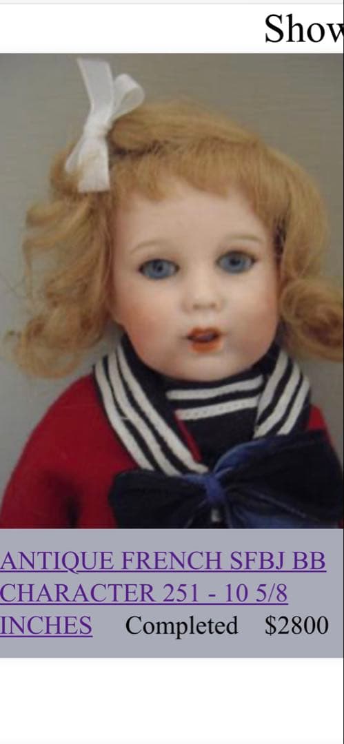 アンティーク ビスクドール ジュモー SFBJ フレンチ 白ドレス スカート