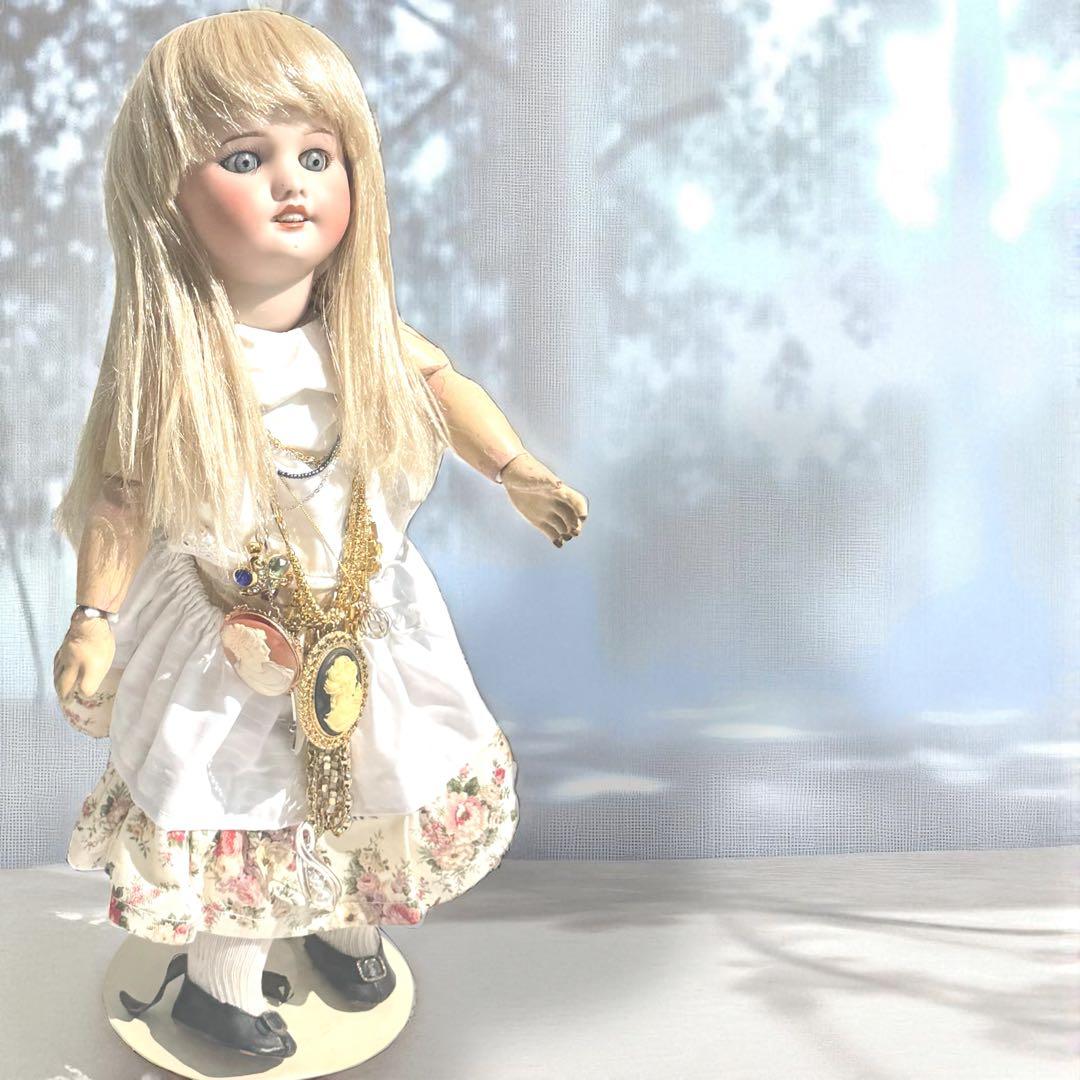 アンティーク ビスクドール ジュモー SFBJ フレンチ 白ドレス スカート