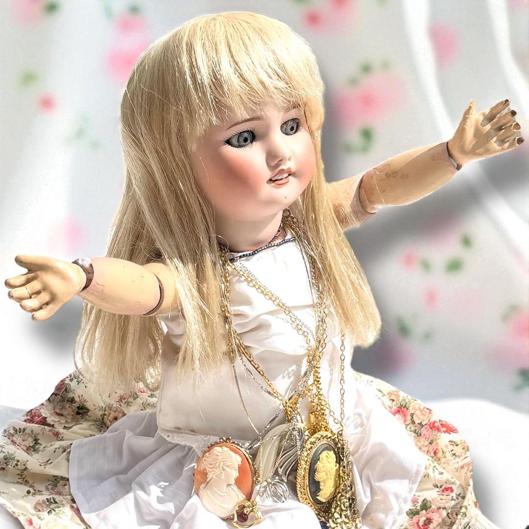 アンティーク ビスクドール ジュモー SFBJ フレンチ 白ドレス スカート