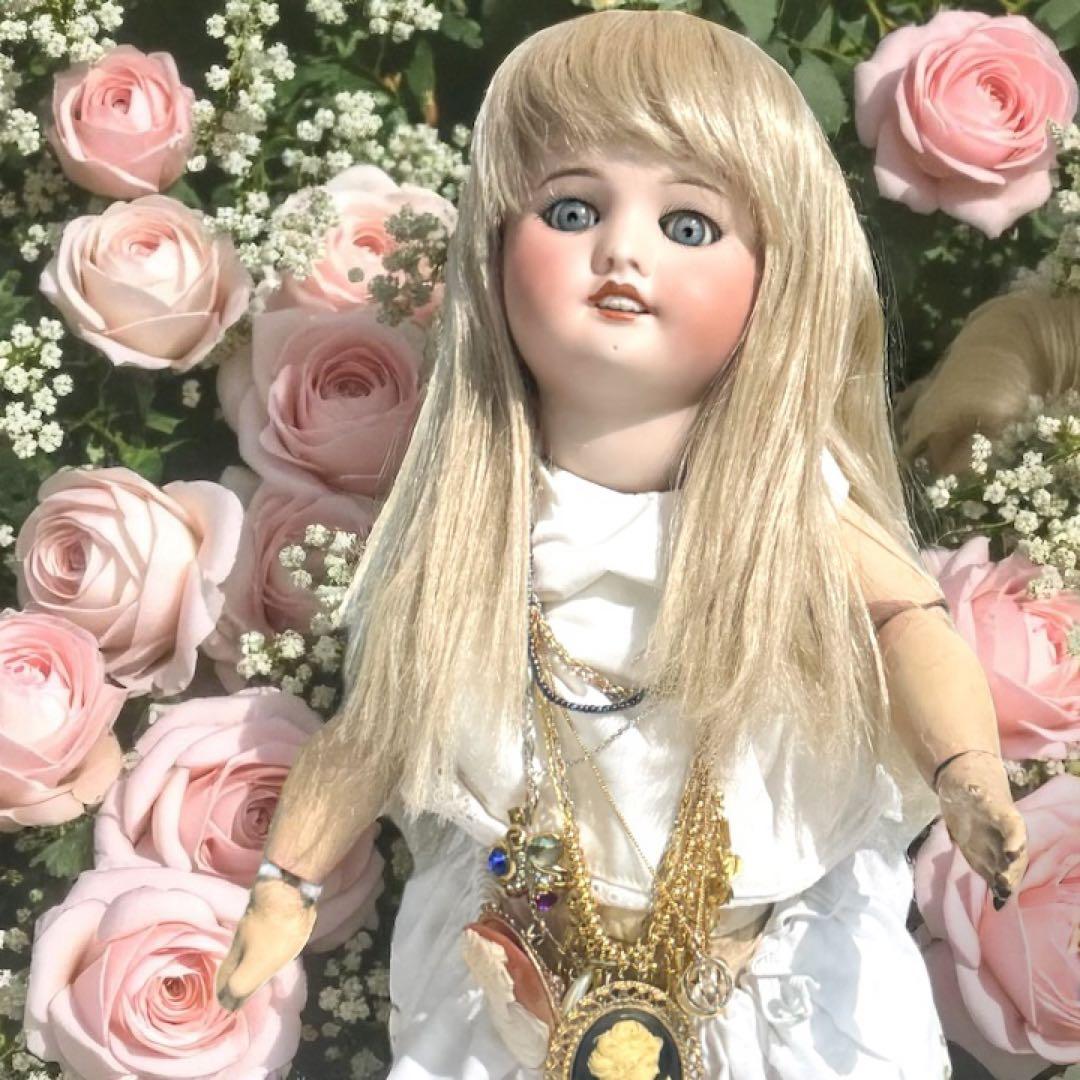 アンティーク ビスクドール ジュモー SFBJ フレンチ 白ドレス スカート