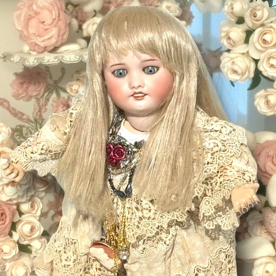 アンティーク ビスクドール ジュモー SFBJ フレンチ 白ドレス スカート