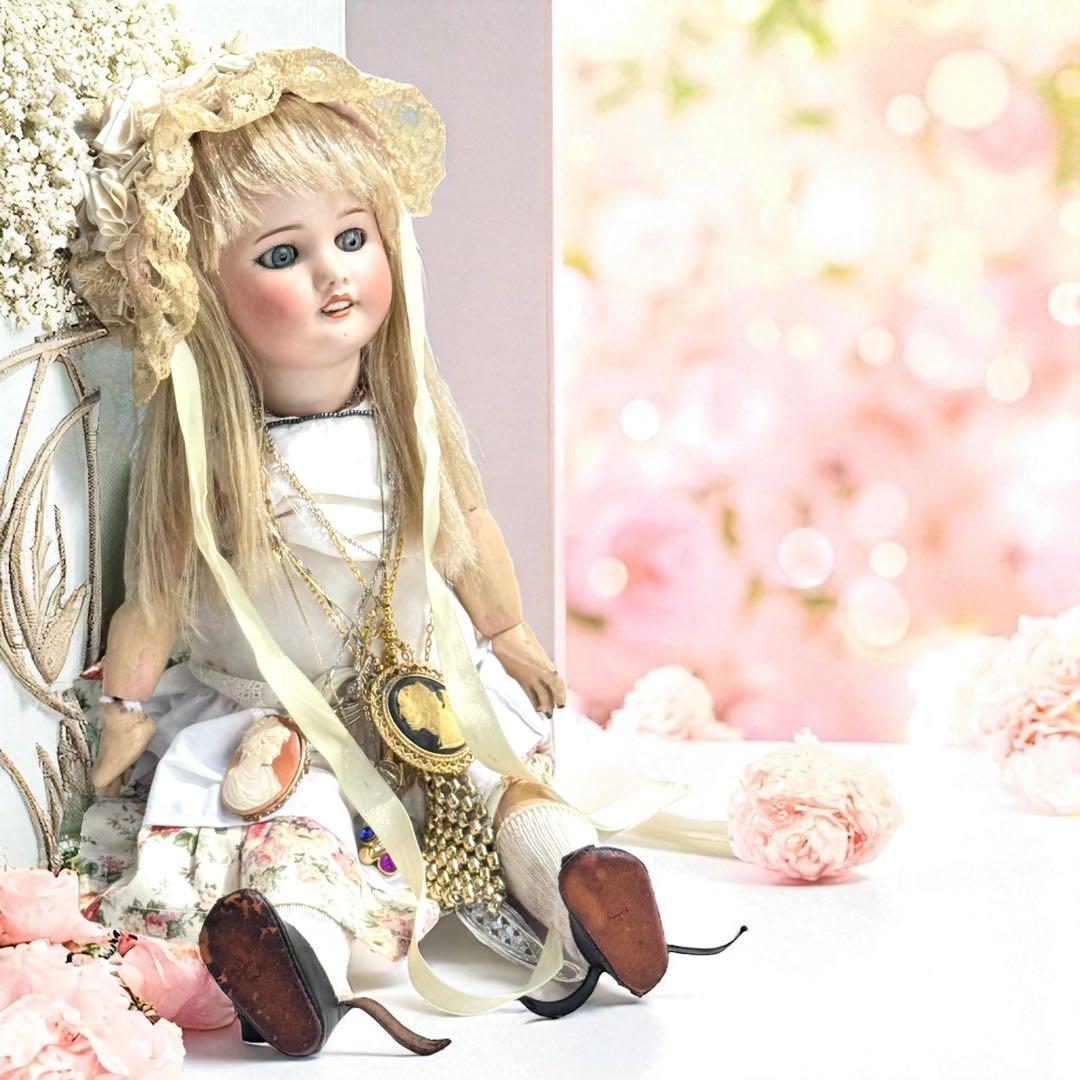 アンティーク ビスクドール ジュモー SFBJ フレンチ 白ドレス スカート